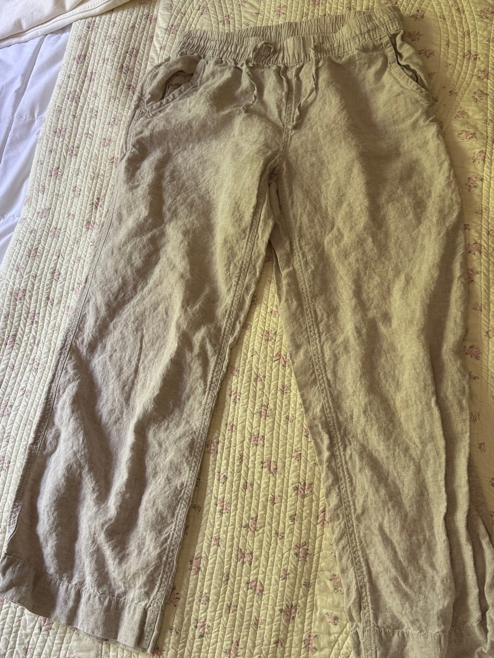 Relaxed Drawstring Linen-Blend Pants - Beige